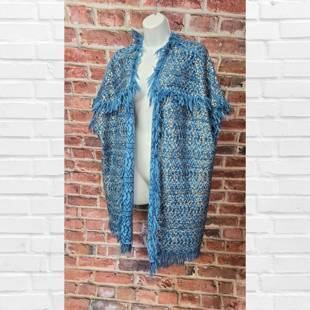 Women's‎ SEARS Simply Styled Open Front Fringe Trim Cardigan Sweater One Size